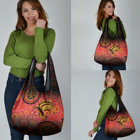 Papua New Guinea Grocery Bag Birds Of Paradise With Aboriginal Pattern LT05 - Polynesian Pride