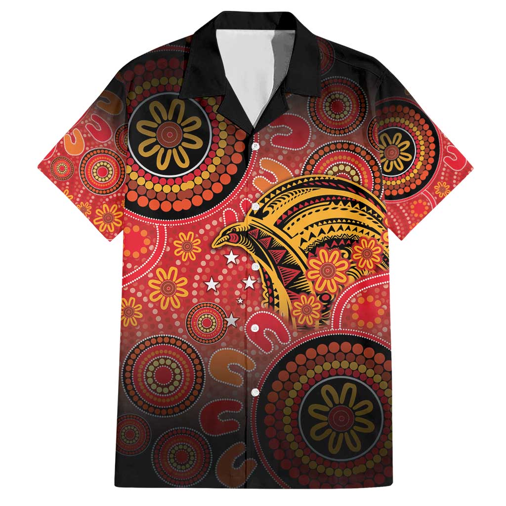 Papua New Guinea Hawaiian Shirt Birds Of Paradise With Aboriginal Pattern LT05 Red - Polynesian Pride