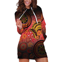 Papua New Guinea Hoodie Dress Birds Of Paradise With Aboriginal Pattern - Polynesian Pride