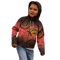 Papua New Guinea Kid Hoodie Birds Of Paradise With Aboriginal Pattern - Polynesian Pride
