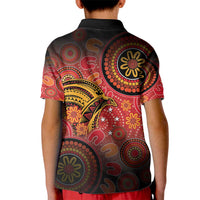 Papua New Guinea Kid Polo Shirt Birds Of Paradise With Aboriginal Pattern - Polynesian Pride