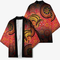 Papua New Guinea Kimono Birds Of Paradise With Aboriginal Pattern - Polynesian Pride