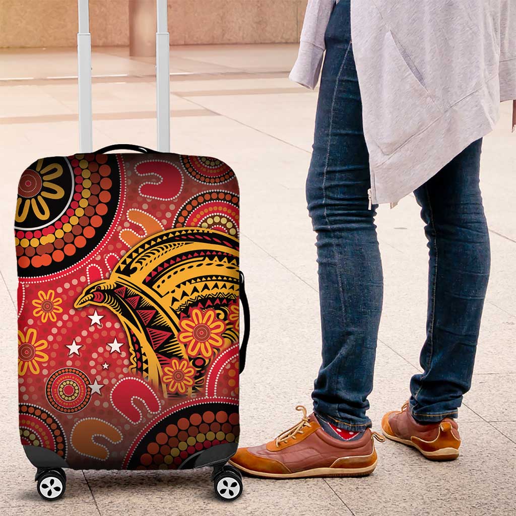 Papua New Guinea Luggage Cover Birds Of Paradise With Aboriginal Pattern - Polynesian Pride