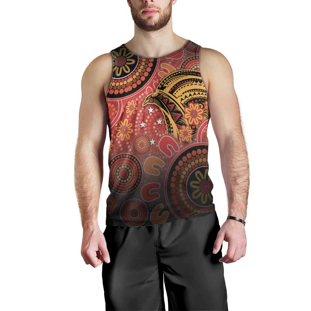 Papua New Guinea Men Tank Top Birds Of Paradise With Aboriginal Pattern LT05 - Polynesian Pride