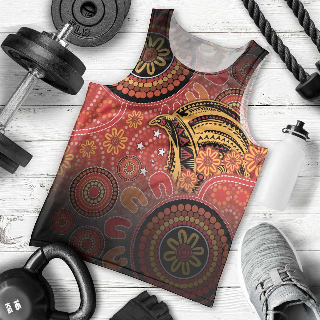 Papua New Guinea Men Tank Top Birds Of Paradise With Aboriginal Pattern LT05 - Polynesian Pride