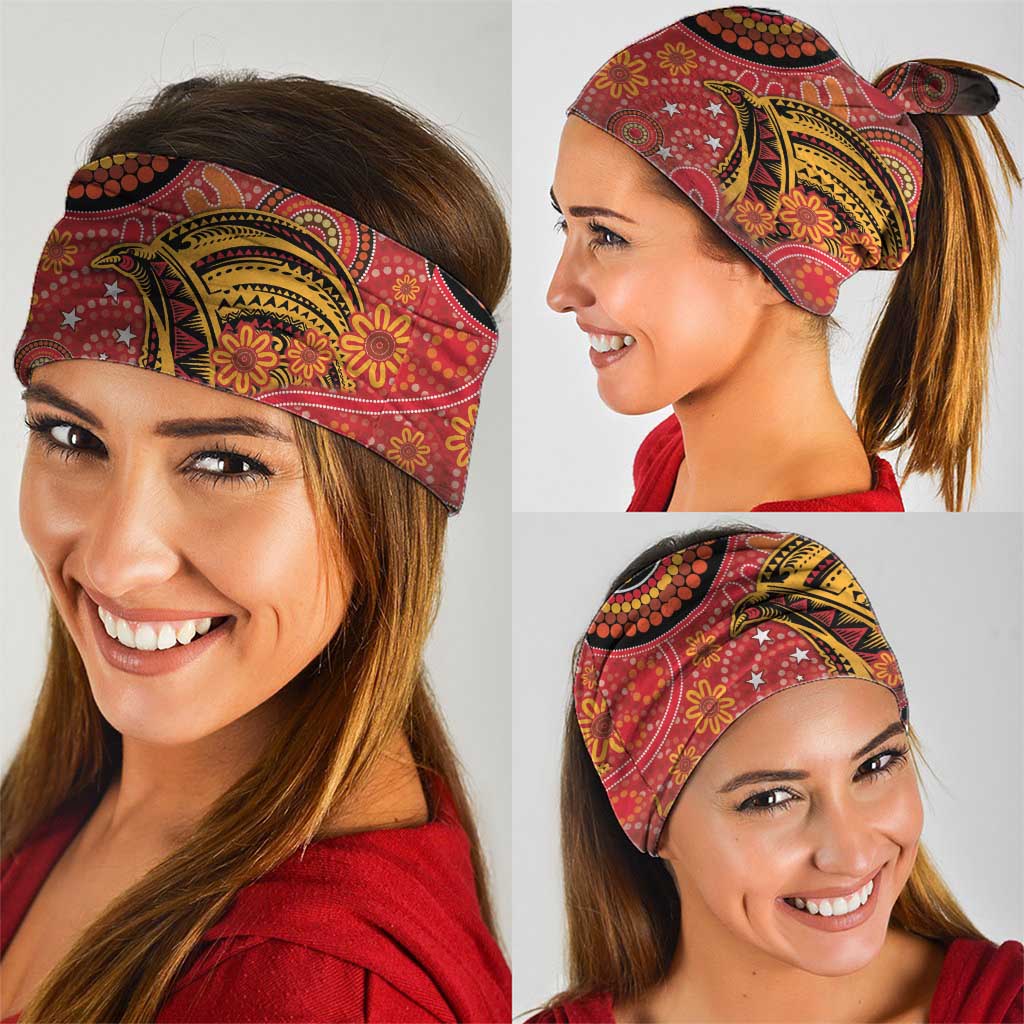 Papua New Guinea Neck Gaiter Birds Of Paradise With Aboriginal Pattern - Polynesian Pride