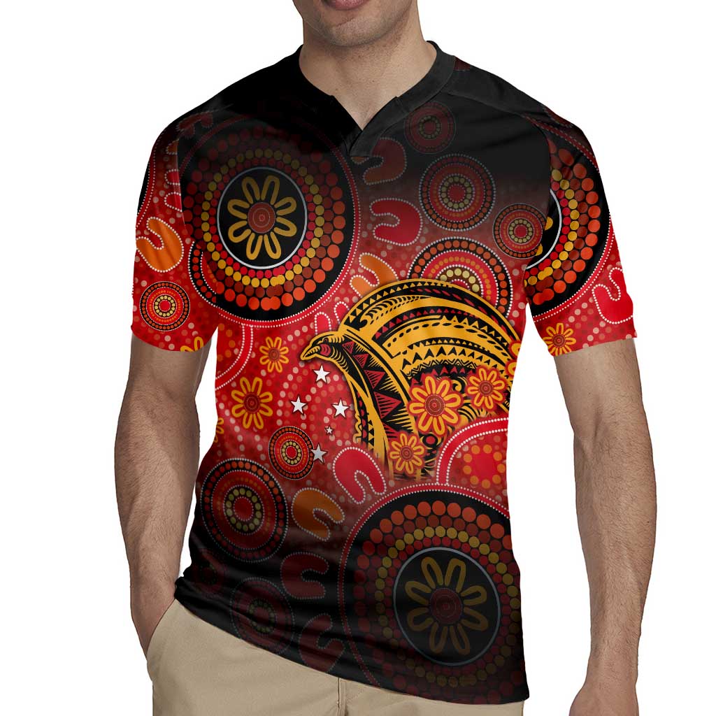 Papua New Guinea Rugby Jersey Birds Of Paradise With Aboriginal Pattern LT05 - Polynesian Pride