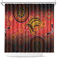 Papua New Guinea Shower Curtain Birds Of Paradise With Aboriginal Pattern - Polynesian Pride