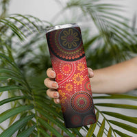 Papua New Guinea Skinny Tumbler Birds Of Paradise With Aboriginal Pattern - Polynesian Pride
