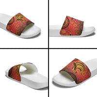 Papua New Guinea Slide Sandals Birds Of Paradise With Aboriginal Pattern - Polynesian Pride