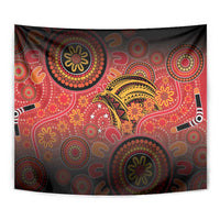 Papua New Guinea Tapestry Birds Of Paradise With Aboriginal Pattern - Polynesian Pride