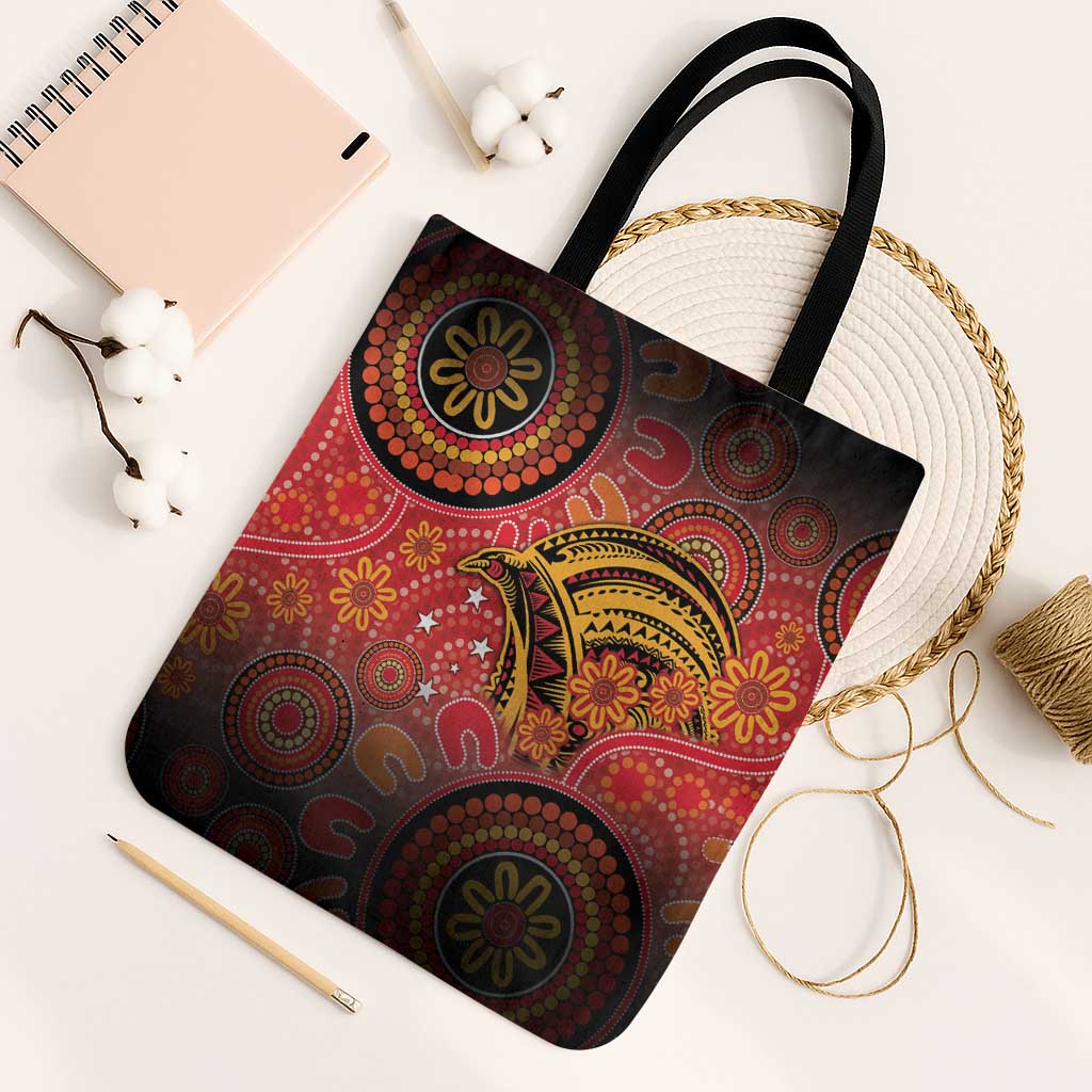 Papua New Guinea Tote Bag Birds Of Paradise With Aboriginal Pattern - Polynesian Pride