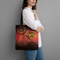 Papua New Guinea Tote Bag Birds Of Paradise With Aboriginal Pattern - Polynesian Pride