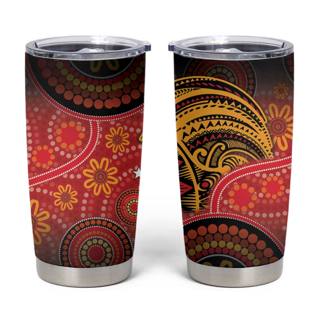 Papua New Guinea Tumbler Cup Birds Of Paradise With Aboriginal Pattern - Polynesian Pride