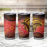 Papua New Guinea Tumbler Cup Birds Of Paradise With Aboriginal Pattern - Polynesian Pride