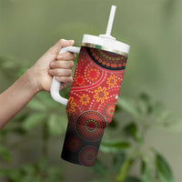 Papua New Guinea Tumbler With Handle Birds Of Paradise With Aboriginal Pattern - Polynesian Pride