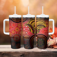 Papua New Guinea Tumbler With Handle Birds Of Paradise With Aboriginal Pattern - Polynesian Pride