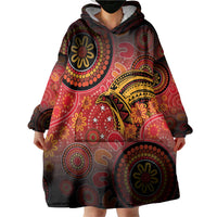 Papua New Guinea Wearable Blanket Hoodie Birds Of Paradise With Aboriginal Pattern LT05 - Polynesian Pride