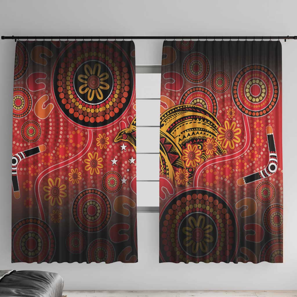 Papua New Guinea Window Curtain Birds Of Paradise With Aboriginal Pattern - Polynesian Pride