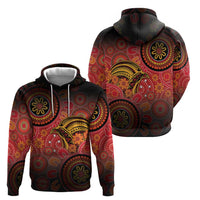 Papua New Guinea Zip Hoodie Birds Of Paradise With Aboriginal Pattern - Polynesian Pride
