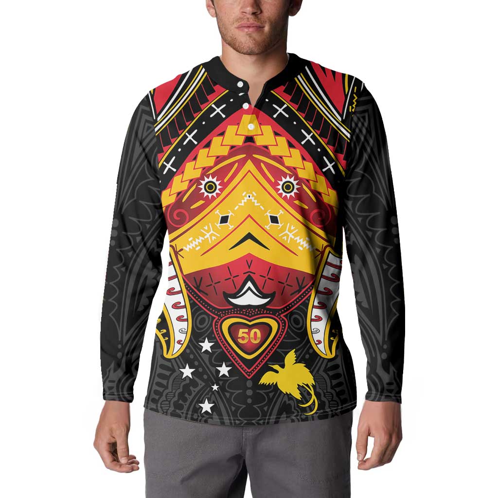 Papua New Guinea Independence Day Button Sweatshirt Tribal Mask LT05 - Polynesian Pride