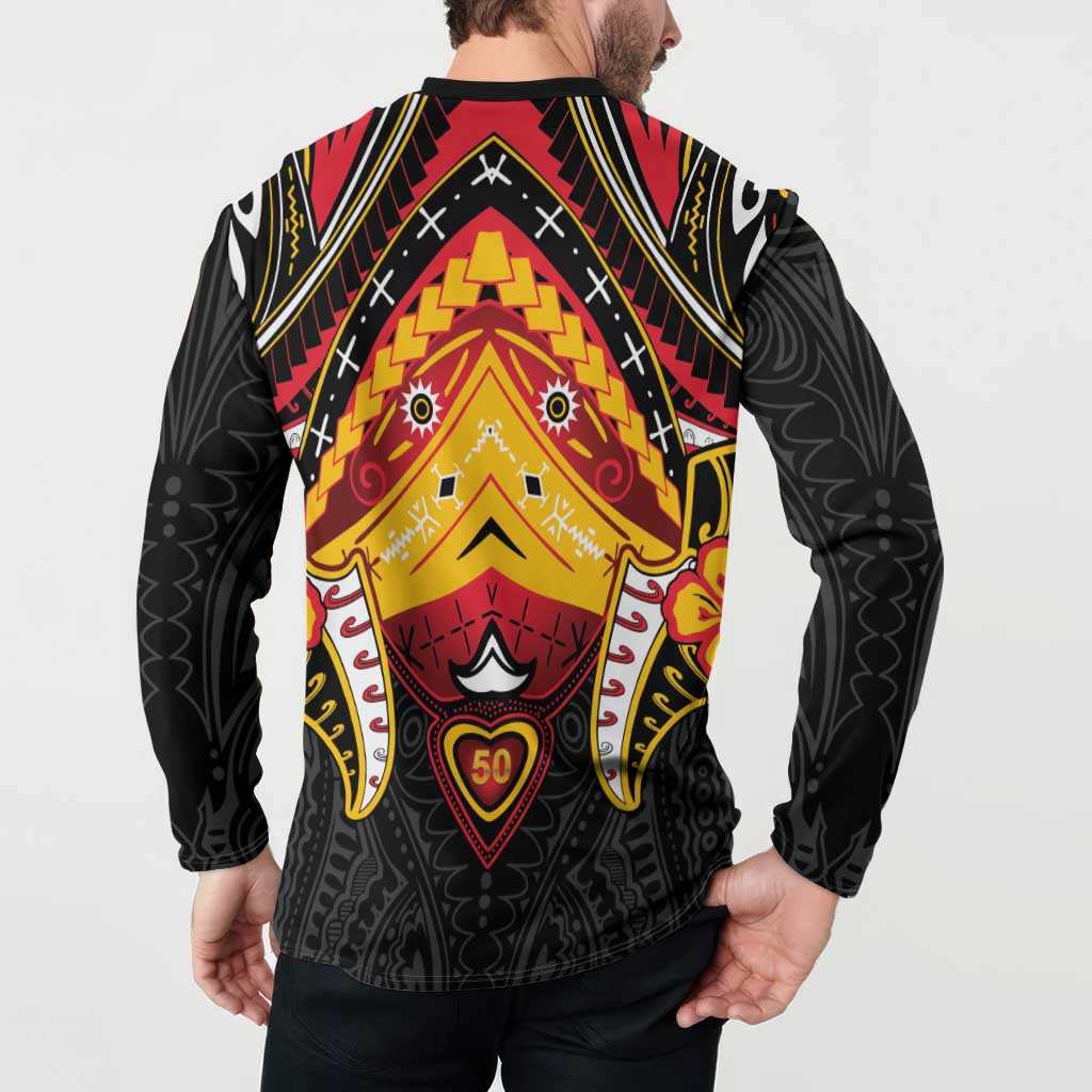 Papua New Guinea Independence Day Button Sweatshirt Tribal Mask LT05 - Polynesian Pride