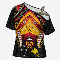 Papua New Guinea Independence Day Cross Shoulder Shirt Tribal Mask - Polynesian Pride