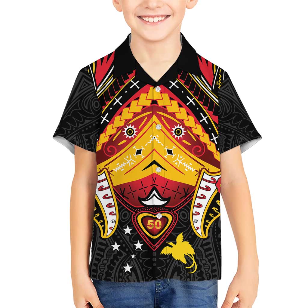 Papua New Guinea Independence Day Kid Hawaiian Shirt Tribal Mask - Polynesian Pride