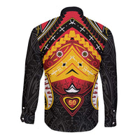 Papua New Guinea Independence Day Long Sleeve Button Shirt Tribal Mask LT05 - Polynesian Pride