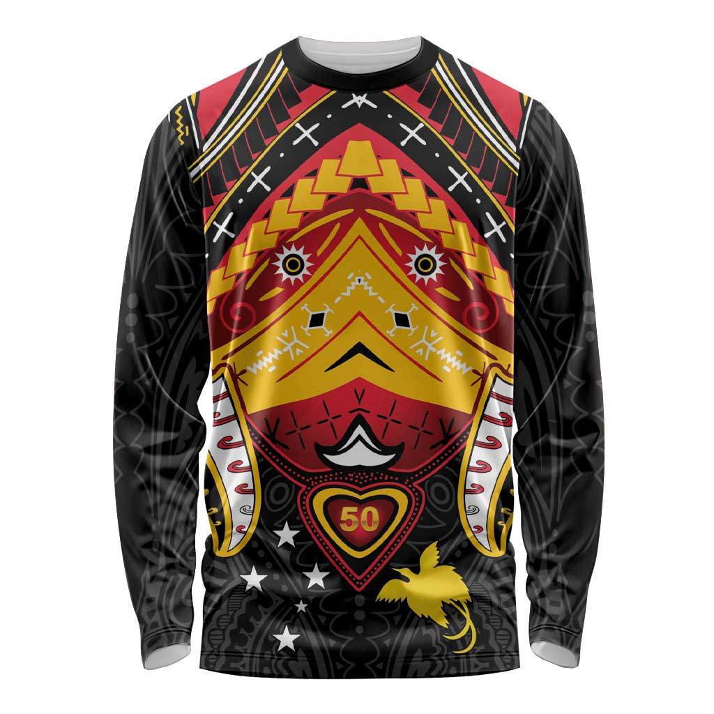 Papua New Guinea Independence Day Long Sleeve Shirt Tribal Mask LT05 Unisex Red - Polynesian Pride