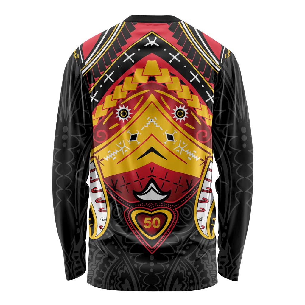 Papua New Guinea Independence Day Long Sleeve Shirt Tribal Mask LT05 - Polynesian Pride