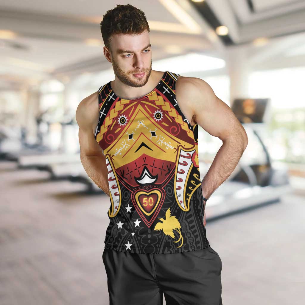 Papua New Guinea Independence Day Men Tank Top Tribal Mask LT05 Red - Polynesian Pride