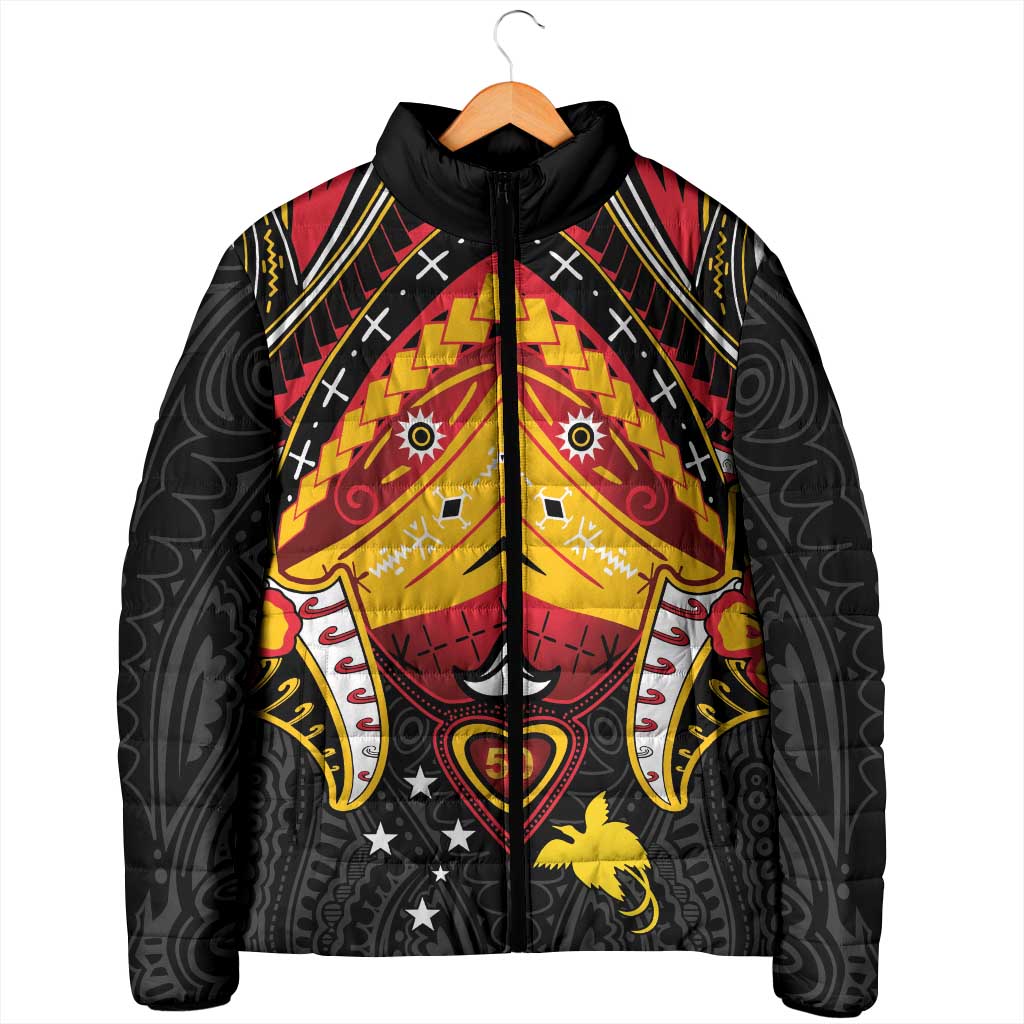 Papua New Guinea Independence Day Padded Jacket Tribal Mask - Polynesian Pride