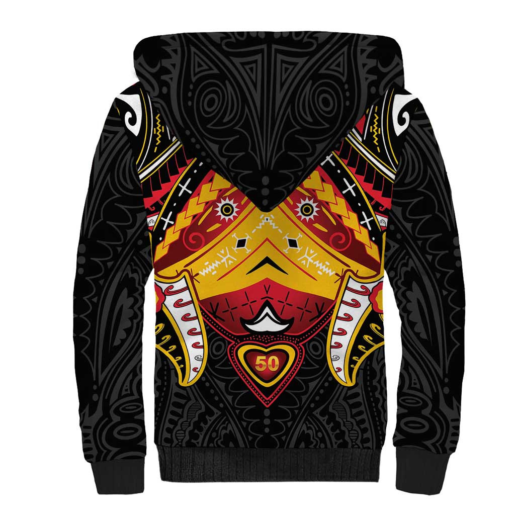 Papua New Guinea Independence Day Sherpa Hoodie Tribal Mask LT05 - Polynesian Pride