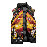 Papua New Guinea Independence Day Sleeveless Puffer Jacket Tribal Mask - Polynesian Pride