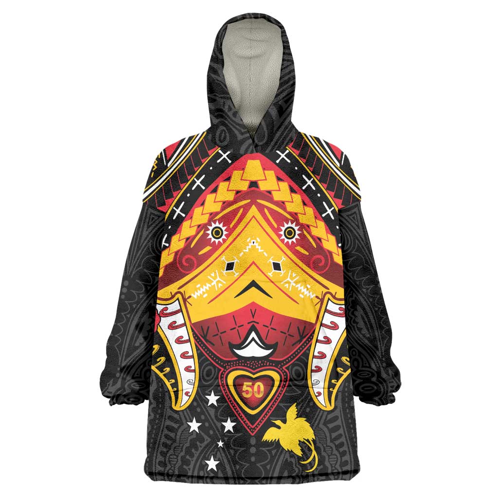 Papua New Guinea Independence Day Wearable Blanket Hoodie Tribal Mask LT05 One Size Red - Polynesian Pride