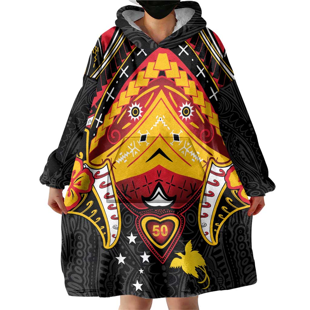 Papua New Guinea Independence Day Wearable Blanket Hoodie Tribal Mask LT05 - Polynesian Pride