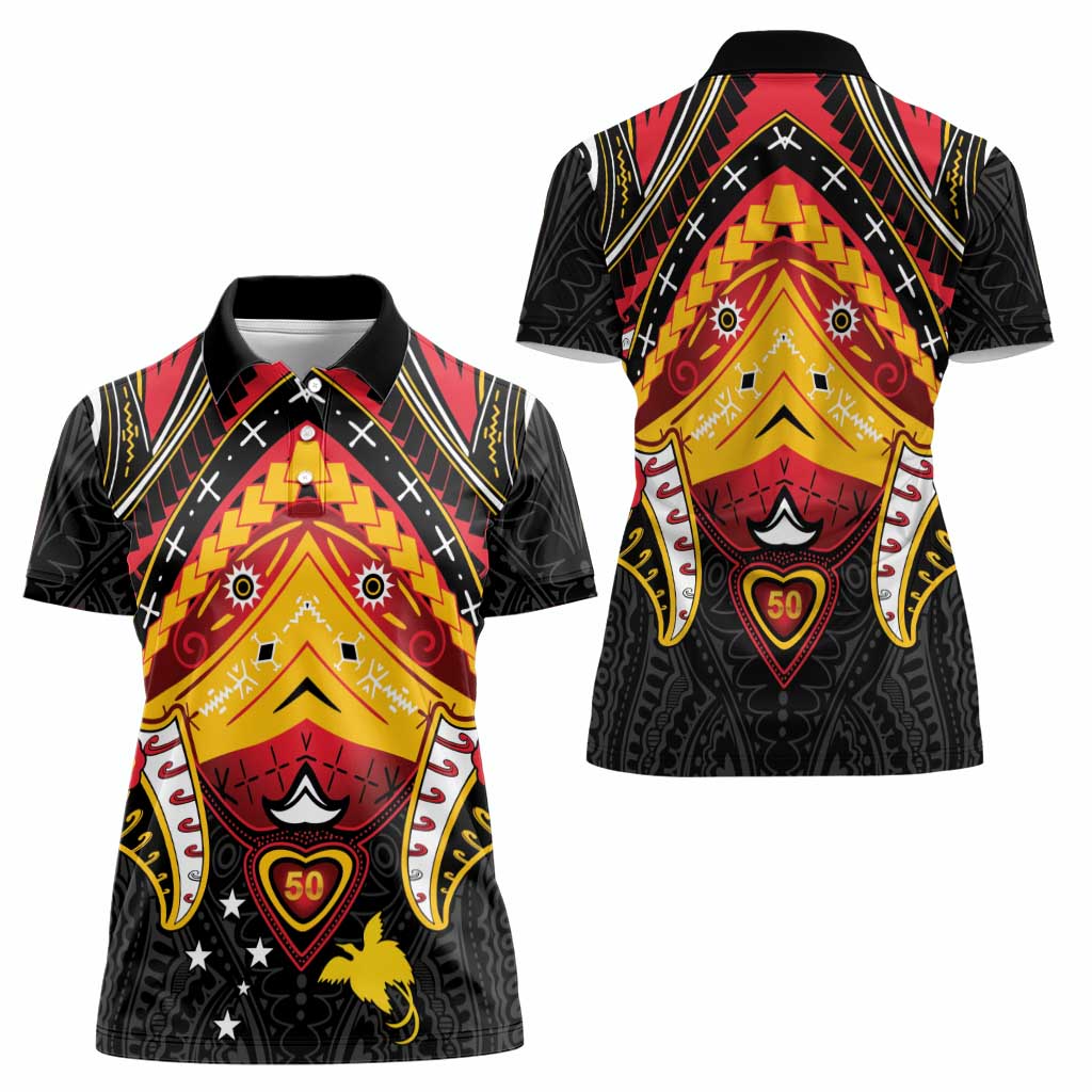 Papua New Guinea Independence Day Women Polo Shirt Tribal Mask - Polynesian Pride