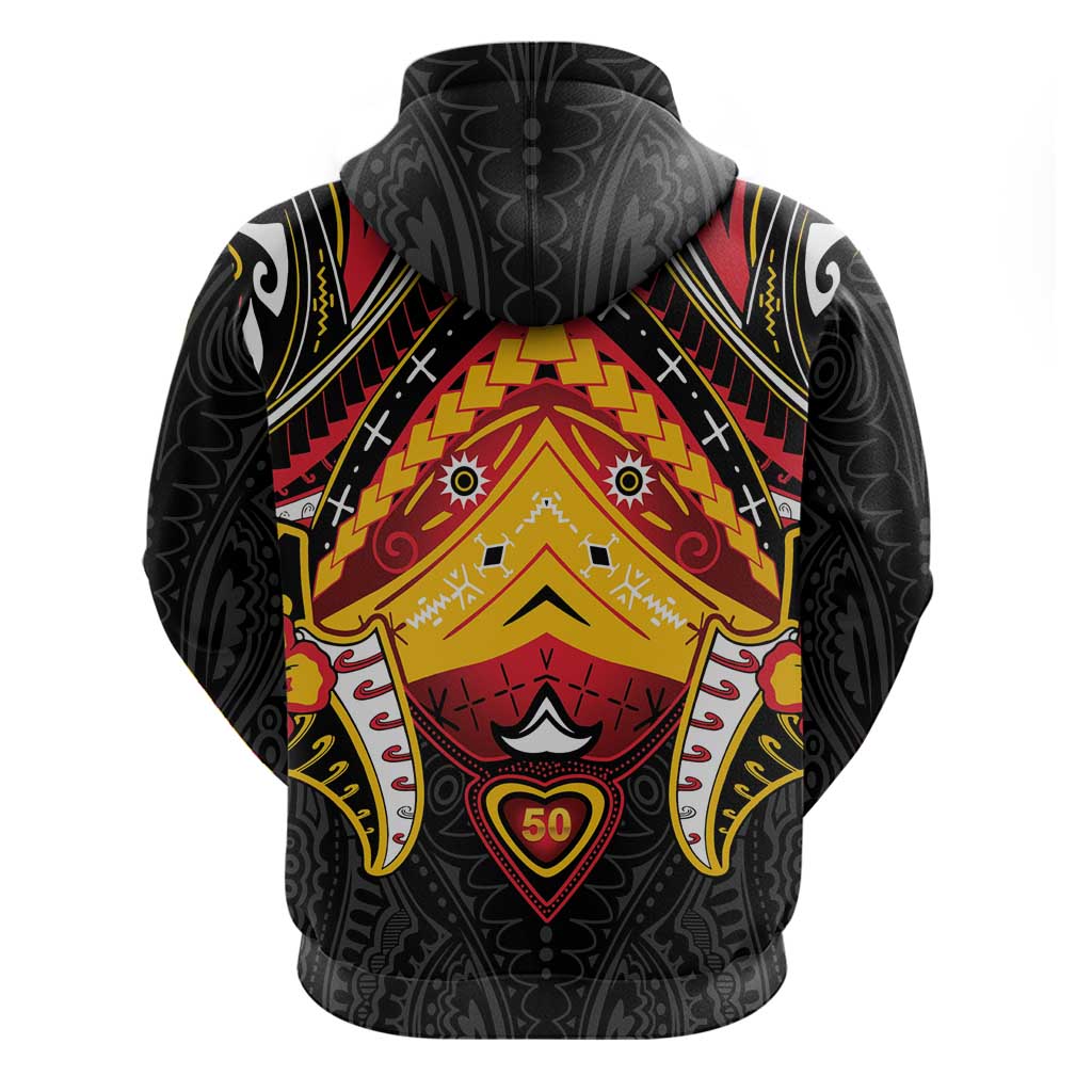 Papua New Guinea Independence Day Zip Hoodie Tribal Mask - Polynesian Pride