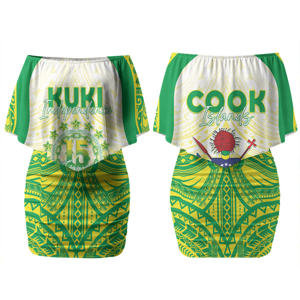 Kuki Independence 2026 Couples Matching Off Shoulder Short Dress and Hawaiian Shirt Cook Islands 15 Finest White Version