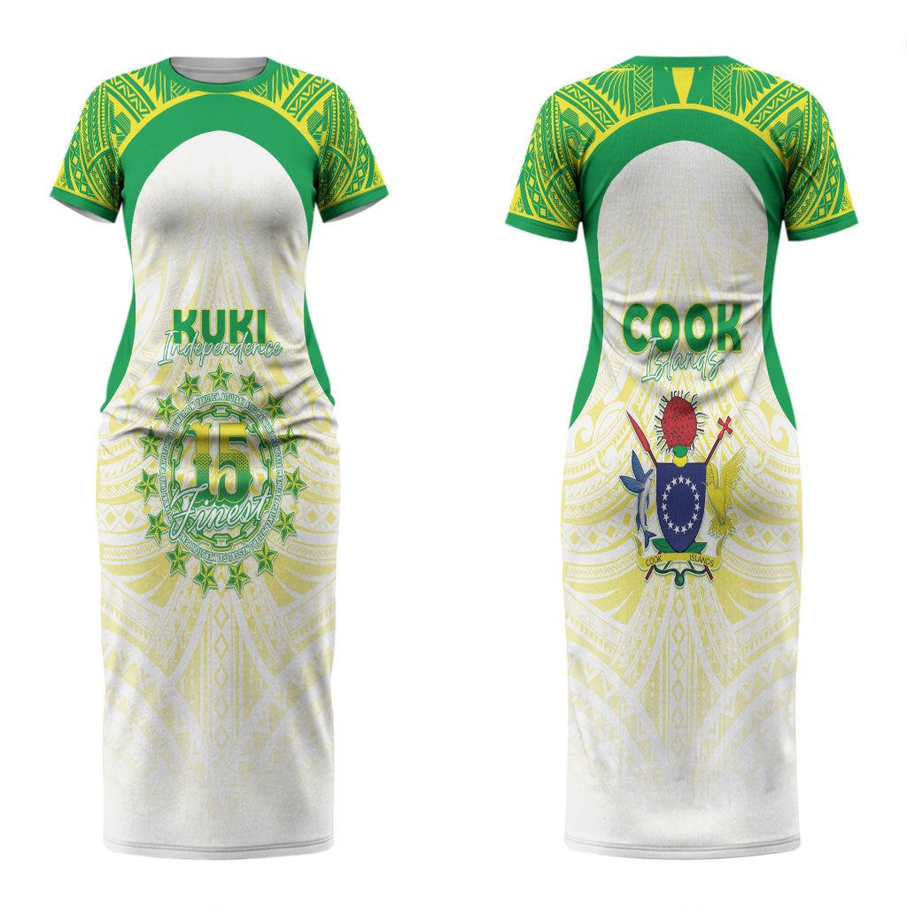 Kuki Independence 2026 Couples Matching Short Sleeve Bodycon Dress and Hawaiian Shirt Cook Islands 15 Finest White Version LT05 - Polynesian Pride