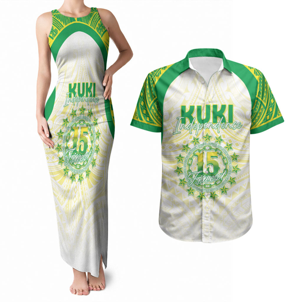Kuki Independence 2026 Couples Matching Tank Maxi Dress and Hawaiian Shirt Cook Islands 15 Finest White Version