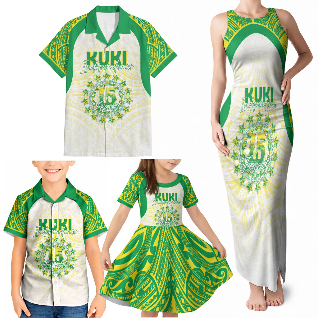 Kuki Independence 2026 Family Matching Tank Maxi Dress and Hawaiian Shirt Cook Islands 15 Finest White Version LT05 - Polynesian Pride