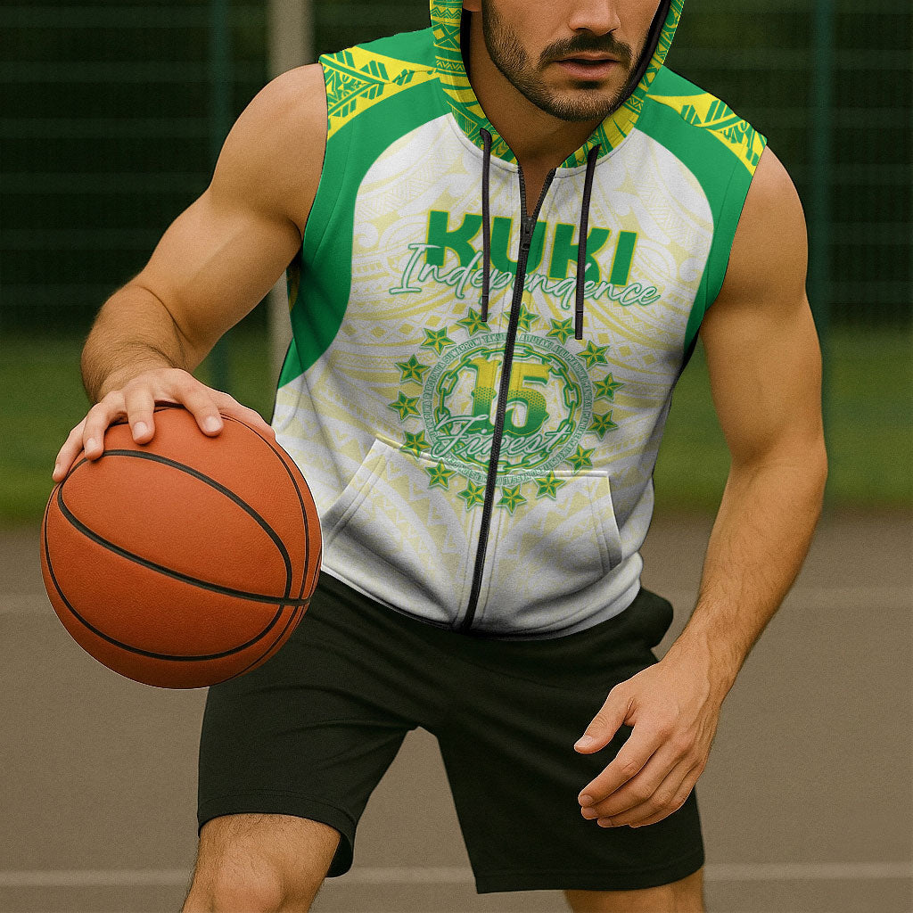 Kuki Independence 2026 Sleeveless Zip Hoodie Cook Islands 15 Finest White Version
