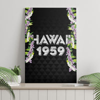 Hawaii Statehood Day Canvas Wall Art Kakau Pattern With Maile Pikake Honohono Lei