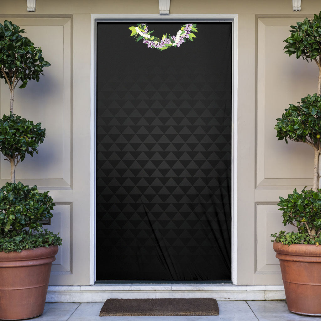 Hawaii Statehood Day Door Cover Kakau Pattern With Maile Pikake Honohono Lei