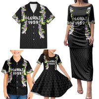 Hawaii Statehood Day Family Matching Puletasi and Hawaiian Shirt Kakau Pattern With Maile Pikake Honohono Lei LT05 - Polynesian Pride