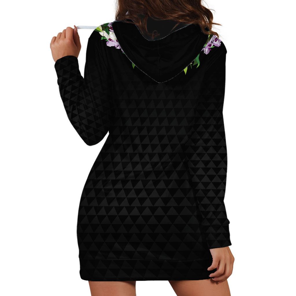 Hawaii Statehood Day Hoodie Dress Kakau Pattern With Maile Pikake Honohono Lei