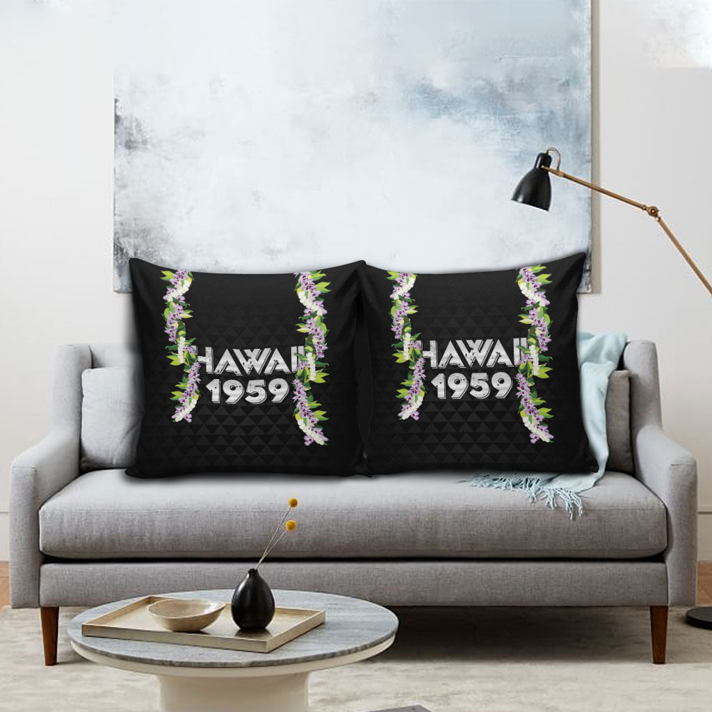 Hawaii Statehood Day Pillow Cover Kakau Pattern With Maile Pikake Honohono Lei