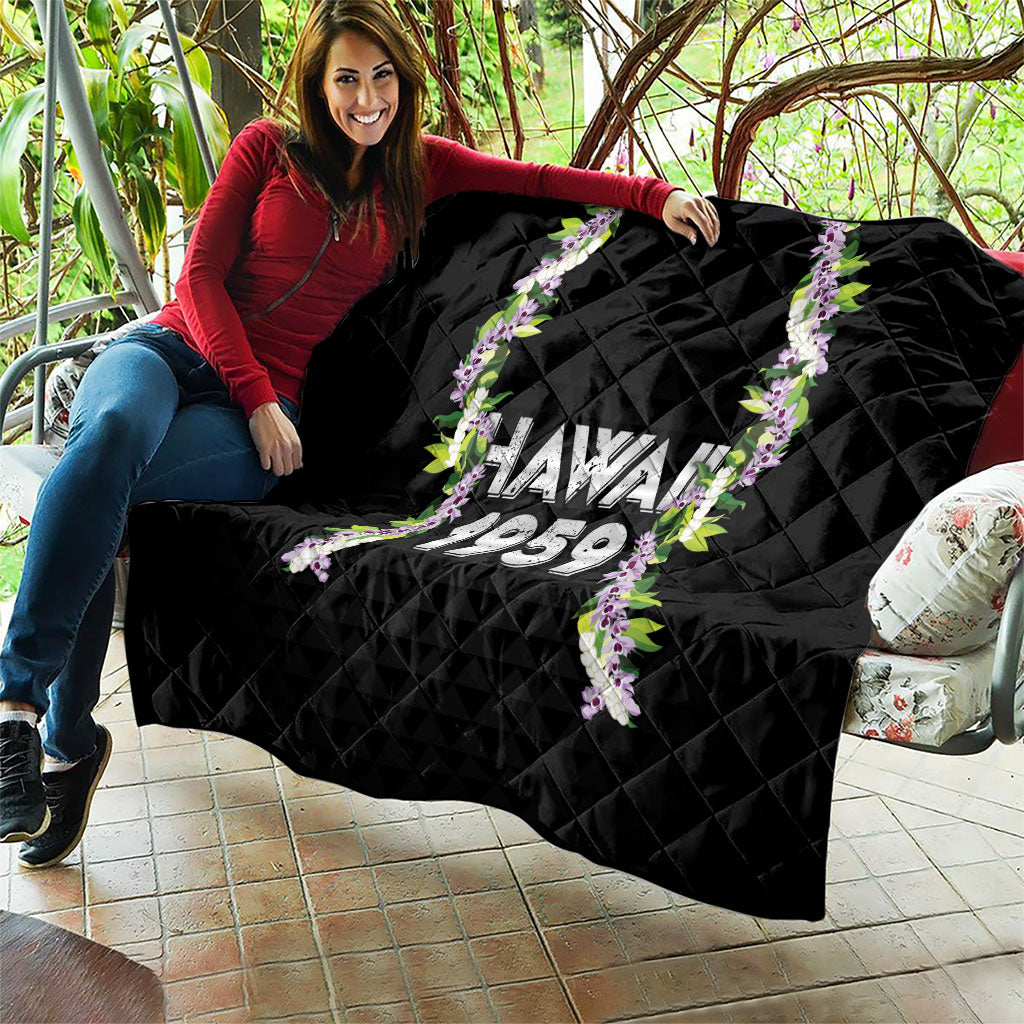 Hawaii Statehood Day Quilt Kakau Pattern With Maile Pikake Honohono Lei